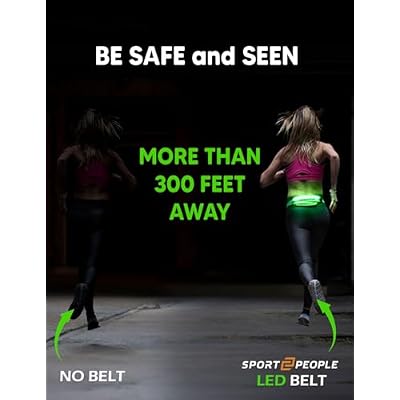 sport2people LED Reflective Running Belt Pouch with USB Rechargeable Light, Reflective Running Gear for Men, Women,Phone Holder for Runners,Visibility Running Safety Lights Belt for Safe Night Running