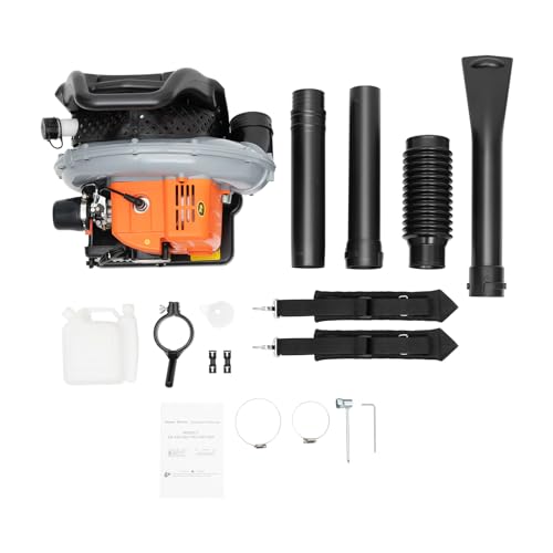 Soplador de hojas profesional de gasolina 6800 rpm, 63 cc, motor de gasolina, soplador de hojas de 2,7 kW, soplador de hojas de jardín, con correa de hombro ajustable, soplador de hojas de gasolina