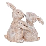 Coniglietto domestico: questa statua di coppia di animali mostra un abbraccio tra due adorabili conigli, statue di conigli per la decorazione della casa