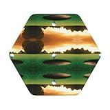 Photo Gallery set di sottobicchieri in pelle con palla da golf e albero al tramonto, in pvc di alta qualità, per casa, ufficio, cucina, include 4 pezzi da 10 x 10 cm Photo Gallery set di sottobicchieri in pelle con palla da golf e albero al tramonto, in pvc di alta qualità, per casa, ufficio, cucina, include 4 pezzi da 10 x 10 cm