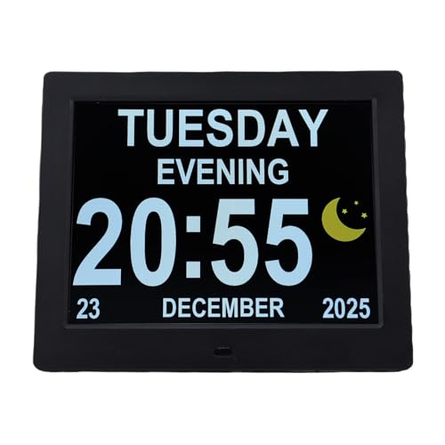 Generic Reloj despertador calendario digital 8 pulgadas IPS HD pantalla grande Fecha y hora alarma con control remoto automático ajuste brillo para la oficina en casa estudiantes aprendizaje