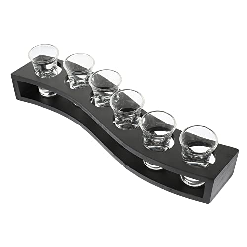 UPKOCH Copos de dose com suporte: Conjunto de copos de shot com bandeja para uísque 6 peças de copos