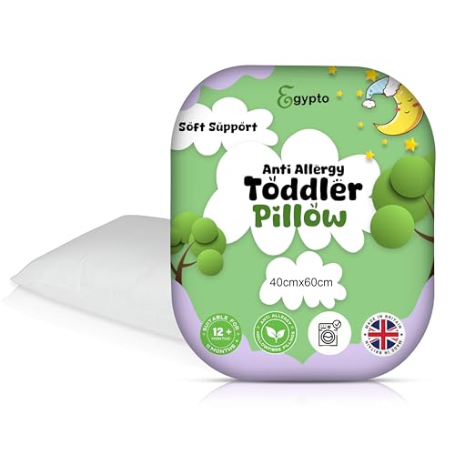 EGYPTO Anti-Allergy Toddler Cot Bed Pillow Soft Hypoallergenic Cot Pillows for Babies & Toddlers Lightweight Breathable Toddler Pillow for Cot (40cm x 60cm)