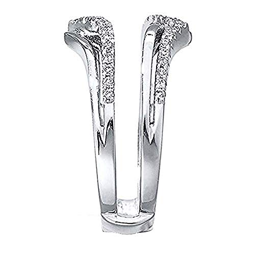 14k White Gold Plated 1/4ct Round Lab Created Diamond Ring Double-Row Enhancer Wedding Ring Wrap Guard2