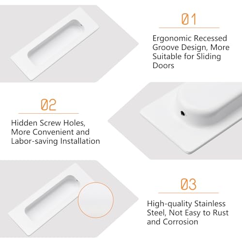 Image of MOROBOR 8 PCS Recessed Cabinet Handles, Warm White Stainless Steel Rectangular Knob with Screws, Exposed Installation Embedded Pull Handle for Wardrobe Drawer Flush Sliding Door -117 mm /4.6 in