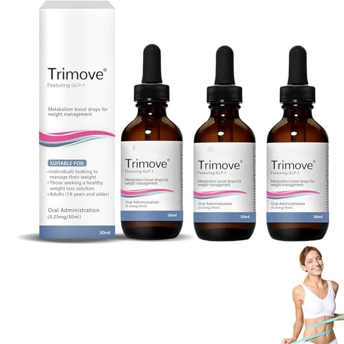 Trimove Drops, Trimova Glp-1 Metabolism Drops, Trimove Metabolic Boost Vitamin Drops, Trimove Burning Drops para hombres y mujeres, Trimova Metabolism Boosting Drops (3Pcs)
