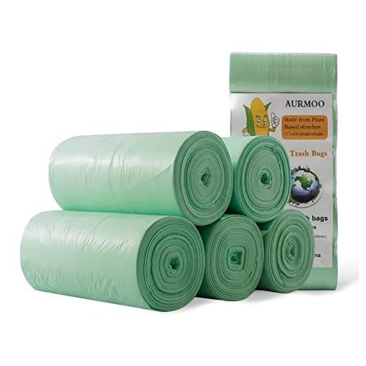 150 Biomüllbeutel 25L, AURMOO Bio Beutel 6 Gal, Bio Müllbeutel, Küchen Lebensmittel Abfallbeutel, Biomüll-Abfallbeutel für Küche, Büro, Wohnzimmer(50x60cm,Grün)