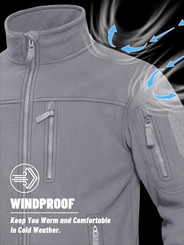 Image of KEFITEVD Men's Tactical Fleece Jackets Full Zip Casual Outdoor Winter Warm Jacket Multi Pockets