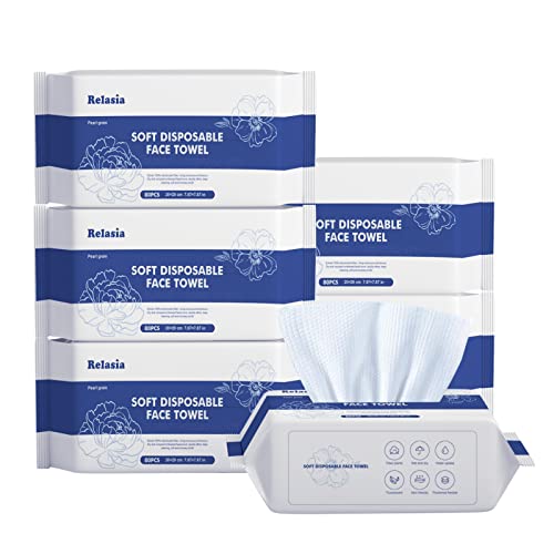 Relasia Disposable Face Towels Soft Dry Wipe, 480 Count, Lint Free, Dry Wet Use For Sensitive Skin Extra Thick Dry And Wet Use For Sensitive Skin, Makeup Removing, Surface Cleaning-6 Packs #TOP12