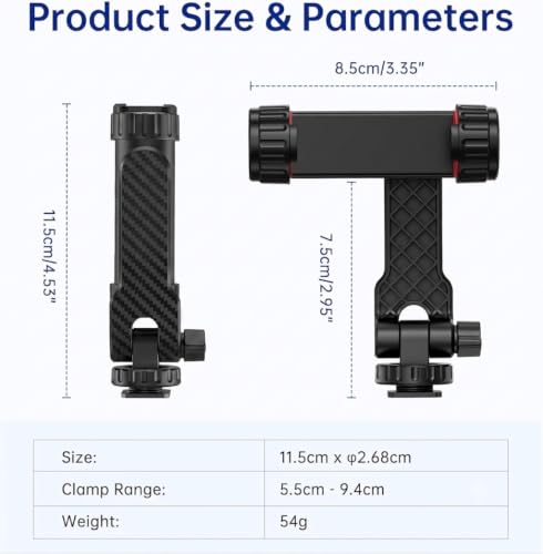 Image of Mobilife Tripod Phone Mount, Universal Smartphone Mount Adapter with 2 Cold Shoe and 1 /4 inch Screw Hole, 360 Rotates and 180 Tilts Adjustable Cell Phone Clamp Holder for Mobile Photography Setup