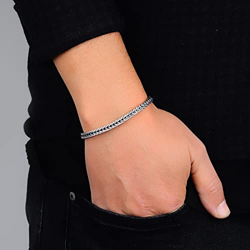 Men's Chain Bracelet, Sterling Silver Men's Thick Chain Bracelet, Handmade Chain Bracelet, Mens Link Chain Bracelet,925K Sterling Silver #TOP2