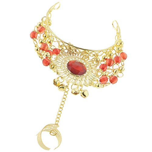 [jojomis] Bangle Bracelet with Ring - Adjustable Belly Dance Accessory (6cm/2.4in Diameter) - Sparkling Metal Jewelry for Perfor