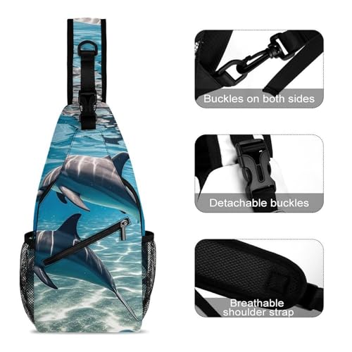 Mochila de hombro cómoda con delfines para evitar dolores de espalda 3