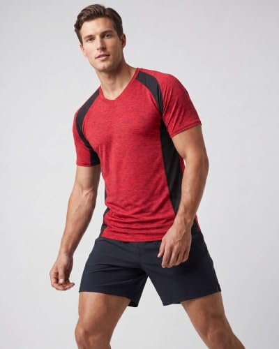Image of 5 Pack: Men's V-Neck Dry-Fit Moisture Wicking Active Athletic Tech Performance T-Shirt