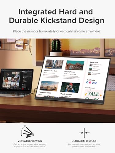 Image of Portable Monitor Touchscreen 21.5 inch 120hz, FHD 1080P Portable Gaming Monitor w /VESA Stand HDR Speakers USB C Mini HDMI for Phones PC Gaming Devices, Travel Second Screen for Business
