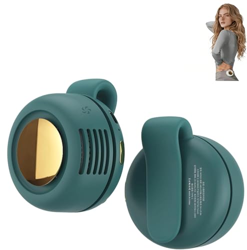 Lumoza Portable Silent Mini Bladeless Fan Clip On, Mini Fan With Clip, 2026 New Adjustable 3-Speed Suspended Waist Fans, For Outdoor & Travel & Office, Travel Accessories, Gift (Green) by Lumoza - Used condition - US$7.12