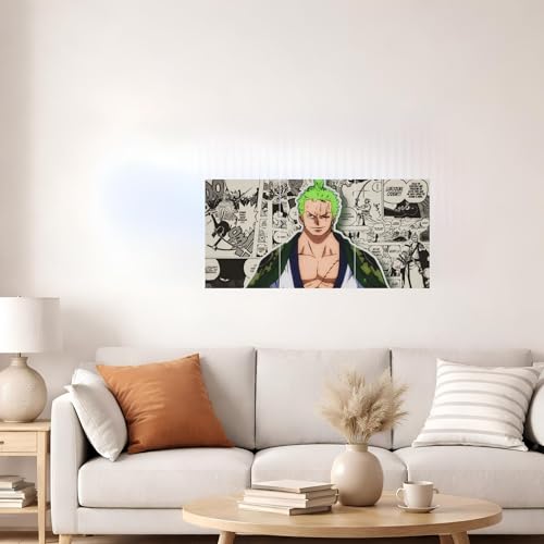 Image of Aniculture One Piece Roronoa Zoro Split Poster Set of 3, A4 Size Each - Panoramic Anime Wall Art Collage - 300 GSM Ultra HD Print Quality - Self-Adhesive - 24 x12 Inches Large Decor