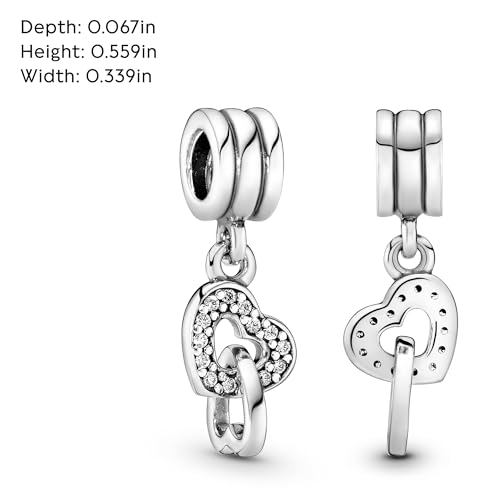 PANDORA Interlocking Hearts Dangle Charm - Compatible Moments - Stunning Women\'s Jewelry - Gift for Her - Made with Sterling Silver & Cubic Zirconia - With Gift Box