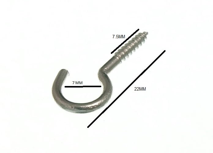 20 X Curtain Wire Screw-in Eyes 23x2mm Nickel Plated