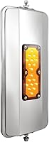 Vista 3 de United Pacific 86501B - Espejo de acero inoxidable con 18 luces LED de 7 x 16 pulgadas, grado 304, ajuste universal, LED de 12 V, pernos de 5/16