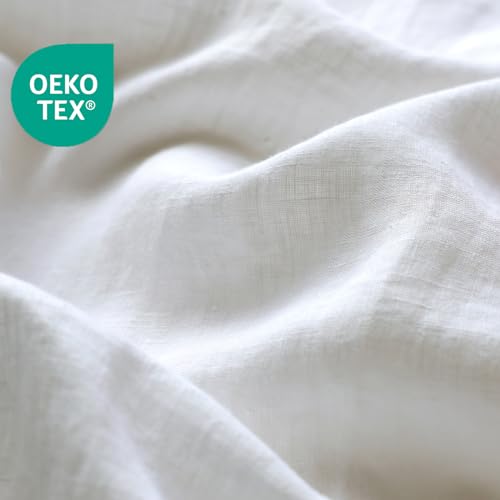 Image of XZ XIFA 100% Washed French Flax Linen Duvet Cover Set - 2 Pieces, Cooling & Textured Farmhouse Bedding for Hot Sleepers, with Zipper Closure (White,Twin)