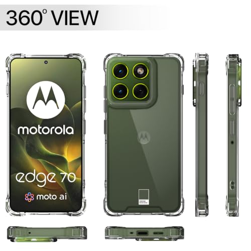 Image of Outlouders Back Cover for Motorola Moto Edge 70 5G Clear Transparent PC + TPU Bumper Case with Raised Edges for Shockproof Protection (Transparent)