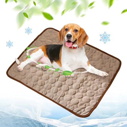 Cooling Mat for Dogs and Cats, Self-Cooling Mats for Pets, Dog Cool Pad Cooling Blanket Indoor and Outdoor Pet Mats for Cats (Brown, Medium)