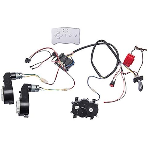Kids Ride On Car 12V DIY Modified Harness Complete Set of Remote Control Circuit Borad Wires Switch Gearbox with Motors, Children Electric Ride On Car Accessories Cover