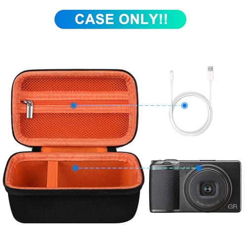 Coque Ricoh GR III et GR IIIx HDF BOVKE - Étui rigide noir et orange avec poche