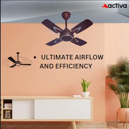 Image of ACTIVA Galaxy-1 600mm Ceiling Fan Pack of 2 | 850 RPM High Speed | 50W Copper Motor | 4 Blades | Anti-Dust Coating | Small Room Ceiling Fan | 2 Year Warranty (Deco Brown)