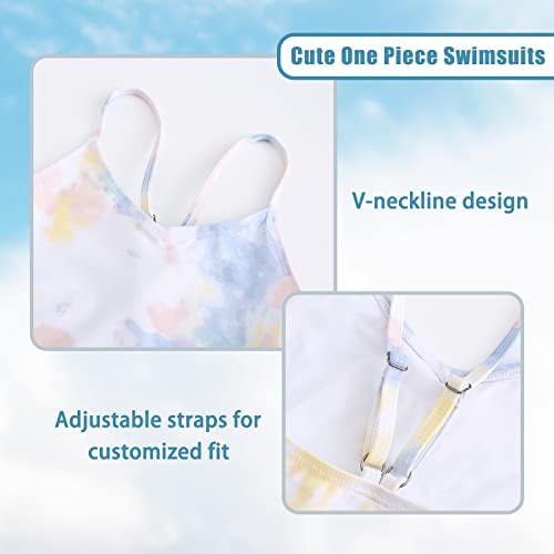 Image of Girls One Piece Swimsuits Tie Dye Bathing Suit for Girls Hawaiian Swimwear 3-16 Years