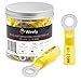 90 PCS Ring Connectors 1/4" Yellow 12-10 AWG - Heat Shrink Connectors - Electrical Connectors - Solderless Wire Connectors - Automotive Marine Ring Terminals by Wirefy