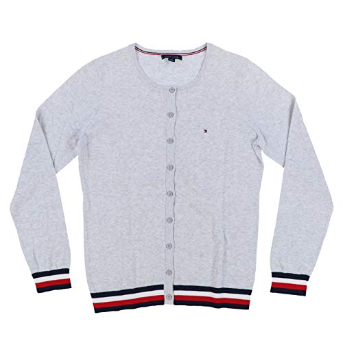 Tommy Hilfiger Womens Cardigan Sweater Buttondown (Medium, Gray)