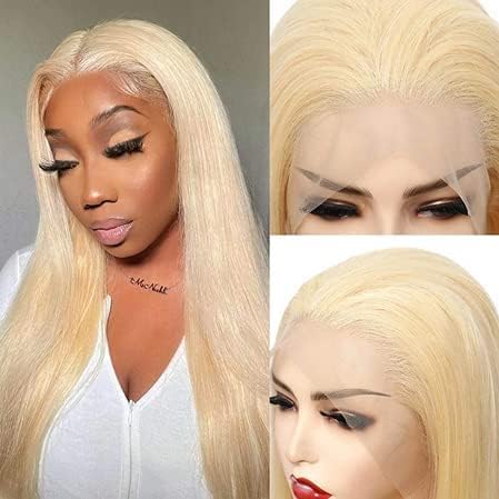 13x4 Blonde Lace Front Wigs Long Straight Blonde Wig Natural Hair Heat Resistant Fiber Hair Synthetic Lace Wigs for Fashion Women (24 Inch - Image 4