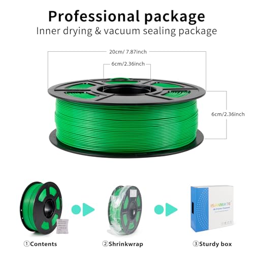 Image of iSANMATE ASA Filament 1.75mm Green 1KG, UV & Weather Resistant 3D Printer Filament Perfect for Outdoor Functional Parts, Dimensional Accuracy + /- 0.02mm, 1kg Spool (2.2lbs)