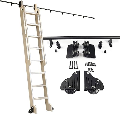 Kit rail coulissant 300cm pour échelle de bibliothèque noire