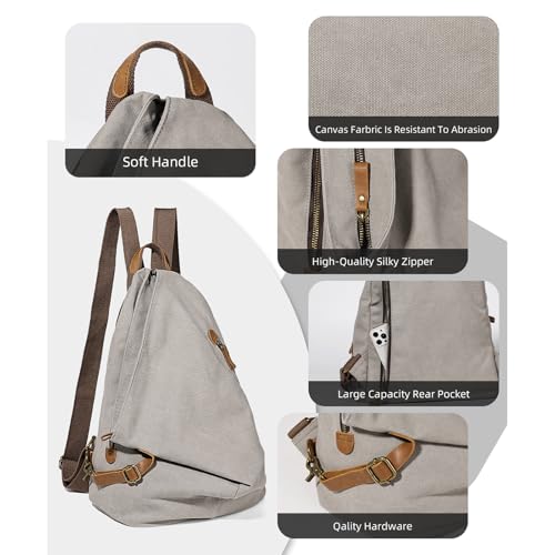 Image of KL928 Canvas Vintage Backpack - Large Casual Daypack Outdoor Travel Rucksack Hiking Backpacks for Men Women