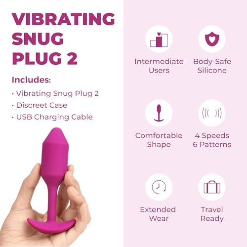 Image of b-Vibe Vibrating Snug Plug 1 - Butt, Sex Toys (Rose / 4.9 inch - Medium)