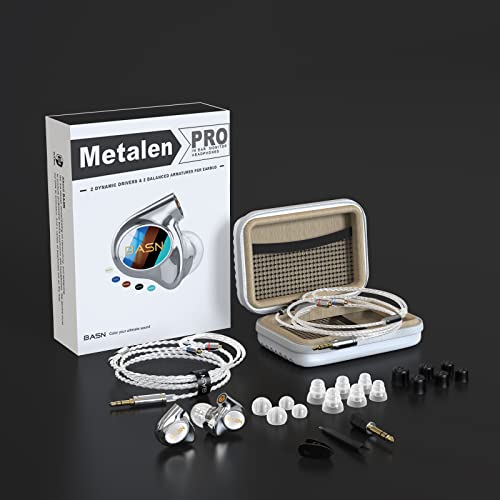 BASN Metalen PRO 4 Drivers in-Ear Monitors Headphones for Musicians, Noise Isolating Enhanced Bass Sound Earphones with CNC Metal Craft Shell, Wired Upgraded Detachable MMCX Cables(White) — view 6