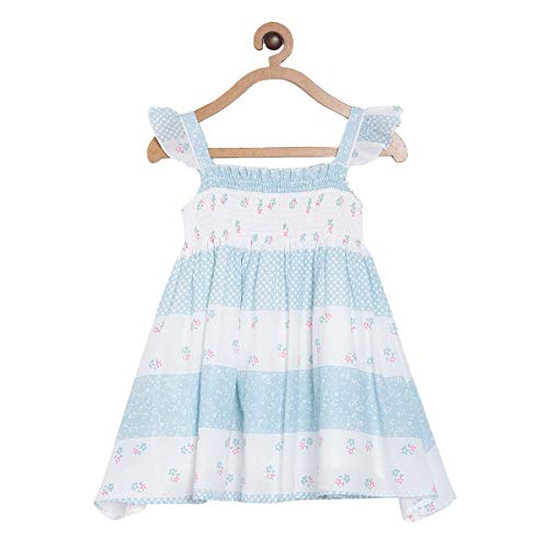 Image of miniklub Infant Blue & White Printed A-Line Dress