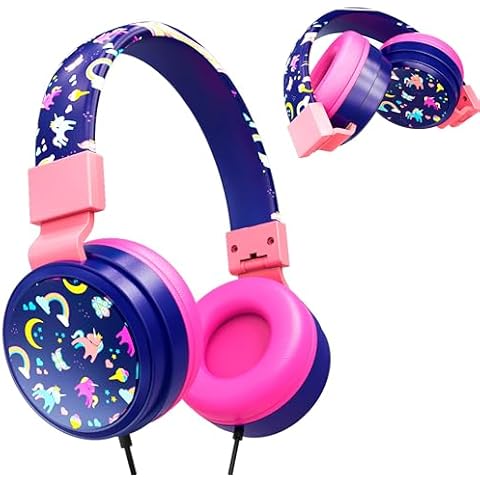 Gabba Goods Kids Safe Headphones, Foldable Tangle-Free 3.5mm Jack, Volume Limiting 85/94dB, Over-Ear with Microphone for School/Toddlers/Teens/Boys/Girls/Ipad/Tablet/Kindle/Phones/Travel/Plane Cover