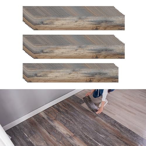 Suelo Vinílico Adhesivo de PVC,CEIEVER Revestimiento de suelo de Vinilo Autoadhesivo con Efecto Madera 1,5 m² Planchas de Vinilo Autoadhesivas 25 piezas 40X15CM,para Salón,Cocina (B)