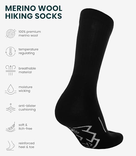 Image of Merino Wool Socks for Men and Women Hiking Merino Wool Boot Socks Thermal Warm Crew Style Work