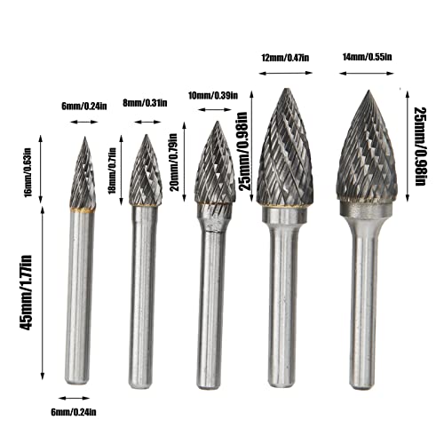 Set de 5 fresas rotativas de carburo doble corte miniatura 6