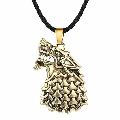 Collier loup nordique aux finitions vintage soignées, bijou d'exception unisexe