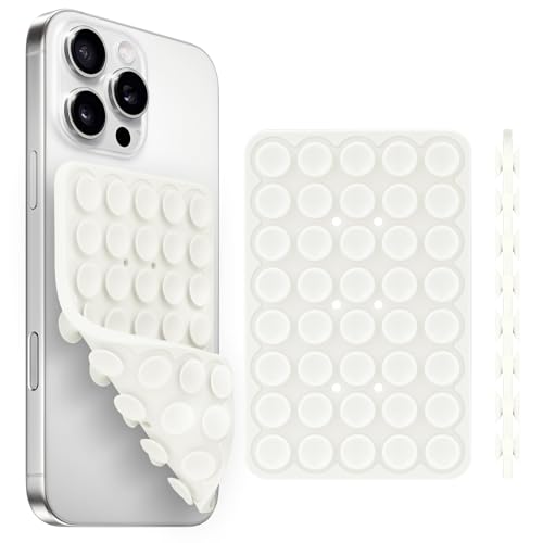 Yojaro Silicone Suction Cup Phone Case Mount Double Sided, Phone Accessories Hands-Free Strong Grip Holder for Selfies and Videos, Silicon Phone Stand for iPhone and Android White