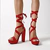DREAM PAIRS High Chunky Block Platform Heels for Womens Strappy Gladiator Sexy Open Toe Dressy Sandal SDHS2205W Red 9
