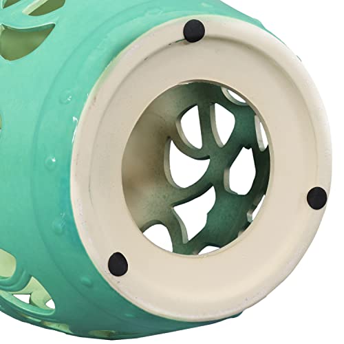 Sunnydaze Knotted Quatrefoil Ceramic Decorative Garden Stool - Modern Indoor/Outdoor Glazed Round Drum Side Table - Multipurpose Accent Piece - Jade -18" #TOP6