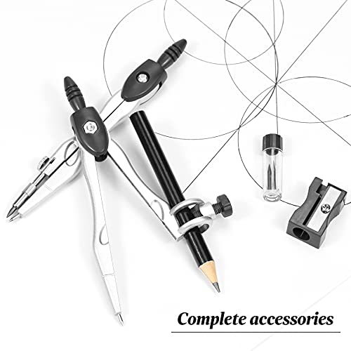 math geometry kit sets 10 piece student supplies with shatterproof storage boxincludes rulersprotractorcompasseraserpencil sharpenerlead refillspencilfor drafting and drawingsblack