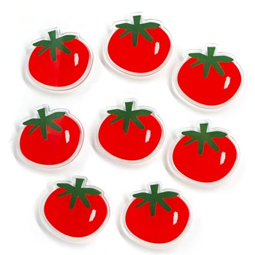 Janvelle 8PCS Tomatoes Fridge Magnets,Cute Fruit Refrigerator Decorative Magnet Set,1.55 inch Medium Size,Cartoon Style Tomato Food Funny Magnets